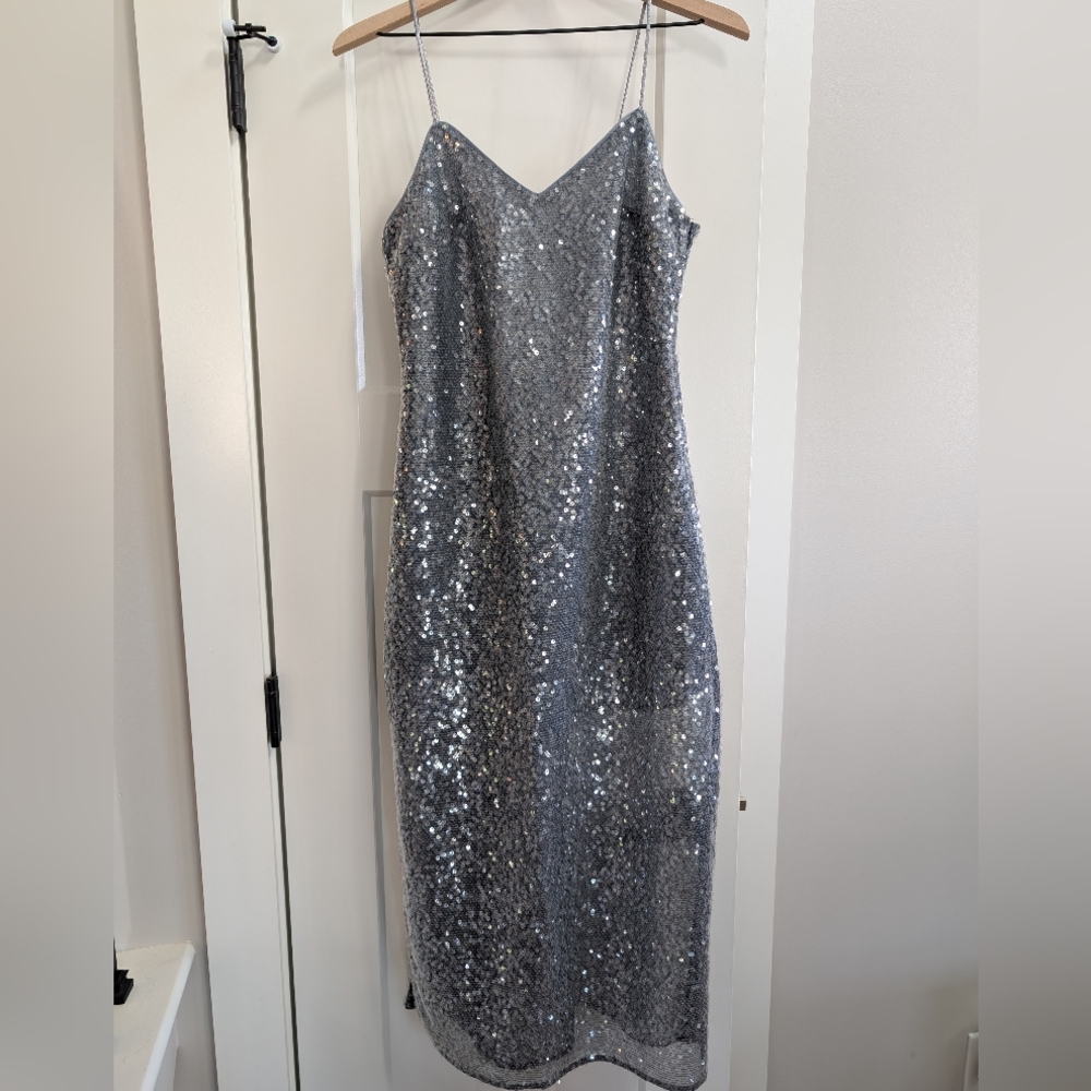 Open Edit Brand All Over Sequin Dress- Blueish Grey- Sz. Sm- New Nordstrom